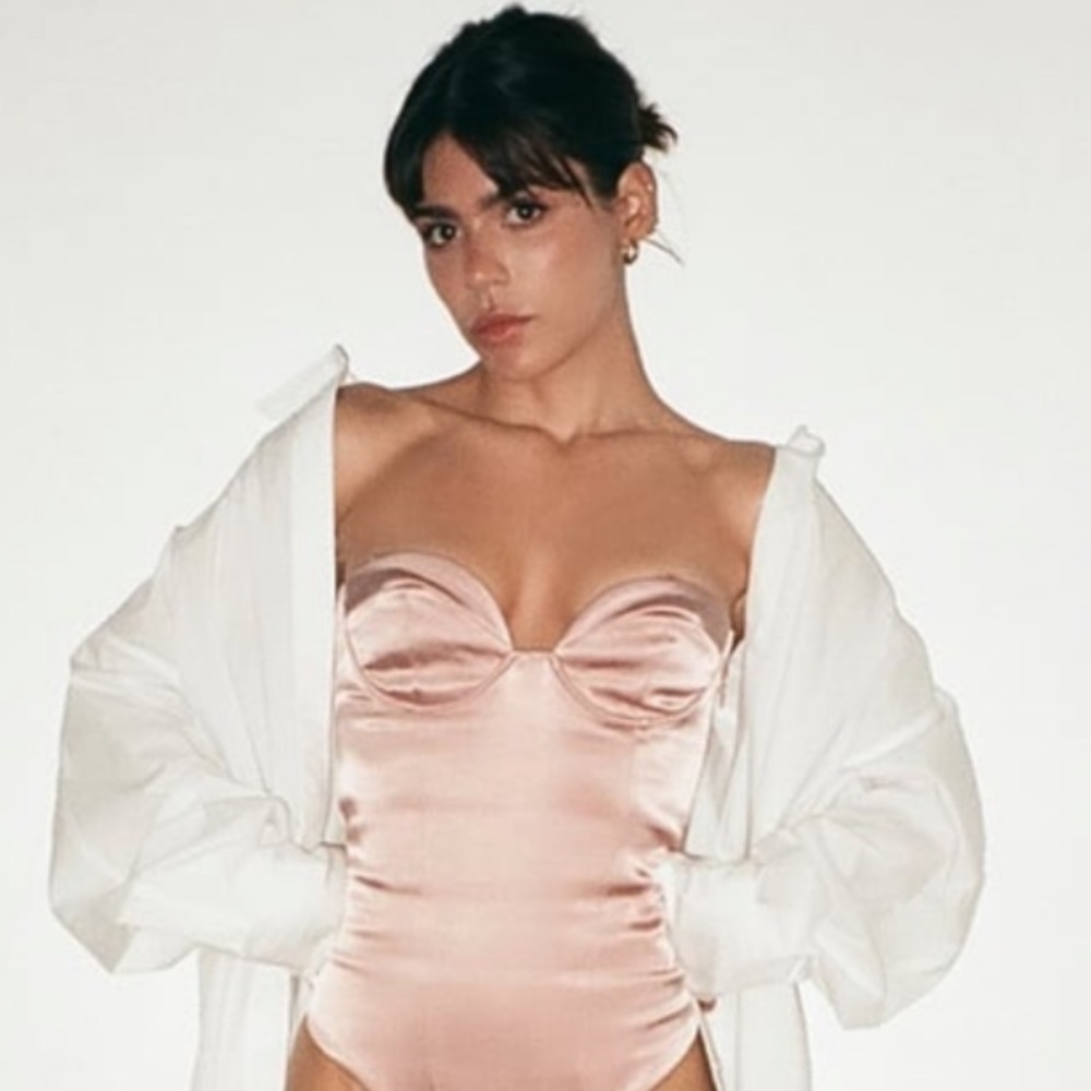 Zara Satin effect strapless bustier bodysuit